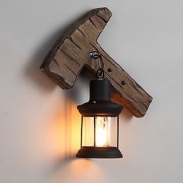 Nástěnná nástěnná lampa s jednou hlavou industriální vintage retro dřevěná barva na kov pro dekoraci nástěnného svítidla Home Hotel Corridor