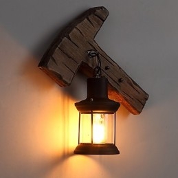 Nástěnná nástěnná lampa s jednou hlavou industriální vintage retro dřevěná barva na kov pro dekoraci nástěnného svítidla Home Hotel Corridor