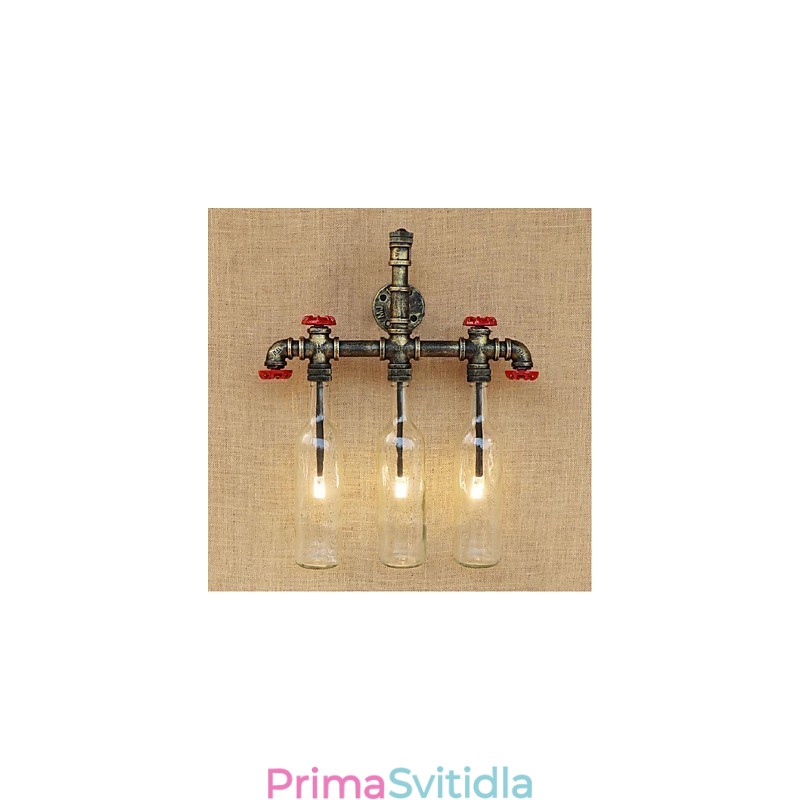 Retro průmyslový spínač větru Nástěnná lampa láhev s vodou