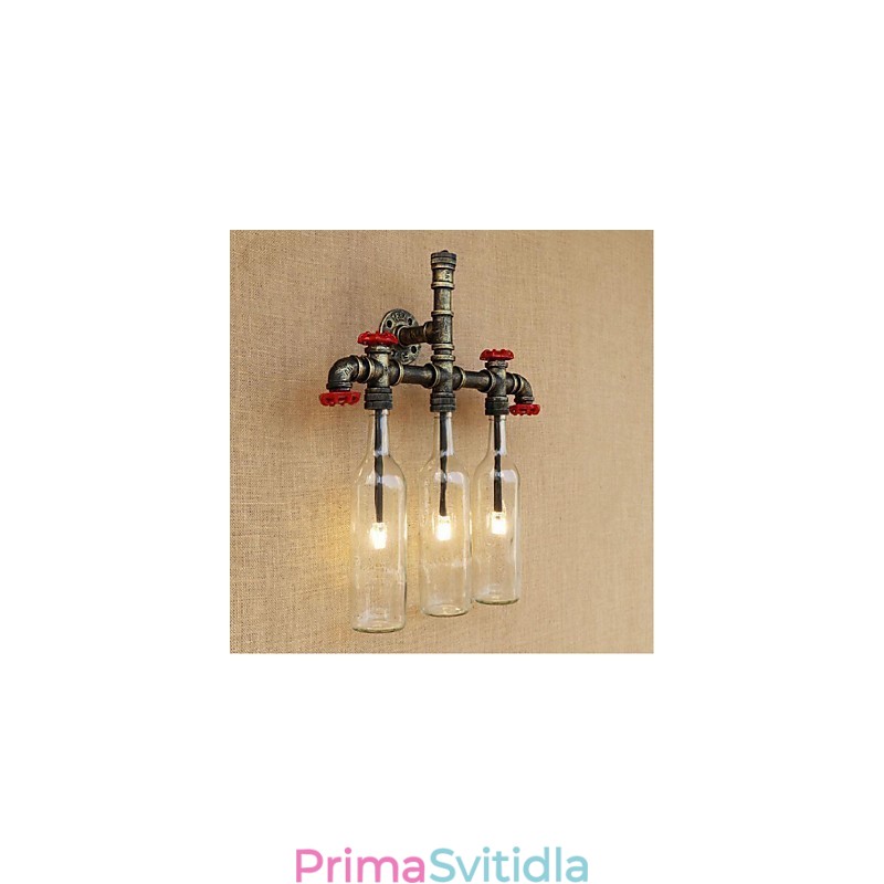 Retro průmyslový spínač větru Nástěnná lampa láhev s vodou