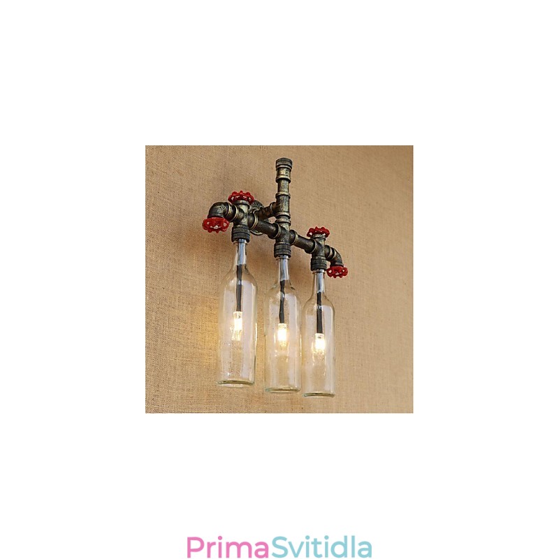 Retro průmyslový spínač větru Nástěnná lampa láhev s vodou