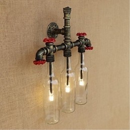 Retro průmyslový spínač větru Nástěnná lampa láhev s vodou