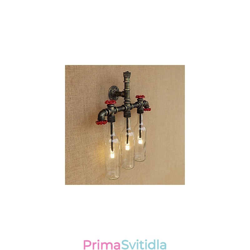 Retro průmyslový spínač větru Nástěnná lampa láhev s vodou