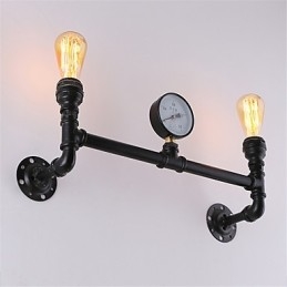 Vintage Industrial Pipe Nástěnná světla Černá kreativní světla Restaurace Kavárna Bar Dekorační osvětlení se 2 světlými lakovanými povrchy