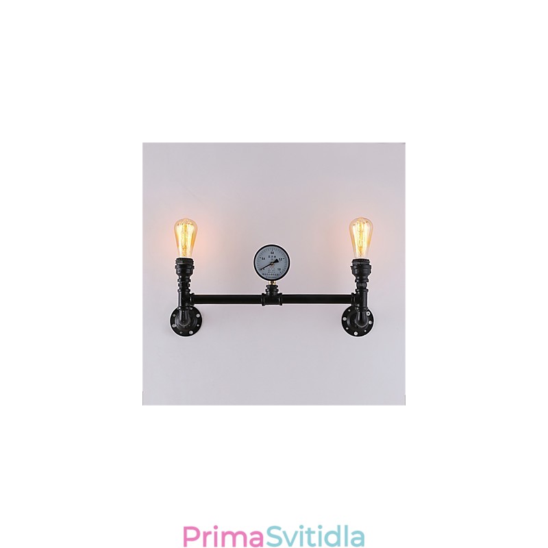 Vintage Industrial Pipe Nástěnná světla Černá kreativní světla Restaurace Kavárna Bar Dekorační osvětlení se 2 světlými lakovanými povrchy