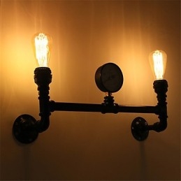 Vintage Industrial Pipe Nástěnná světla Černá kreativní světla Restaurace Kavárna Bar Dekorační osvětlení se 2 světlými lakovanými povrchy