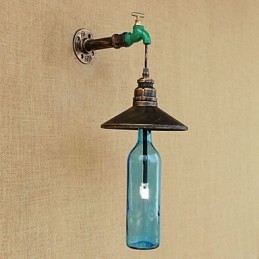 Iron Pipe Retro Bar Hotel Dekorace Pipe Bottle Nástěnná lampa