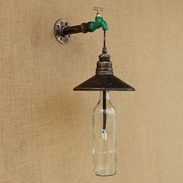 Iron Pipe Retro Bar Hotel Dekorace Pipe Bottle Nástěnná lampa