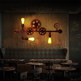 Vintage průmyslová trubková nástěnná světla Tvar dřevěné přilby Kreativní otočná světla Restaurace Kavárna Bar Dekorační osvětlení
