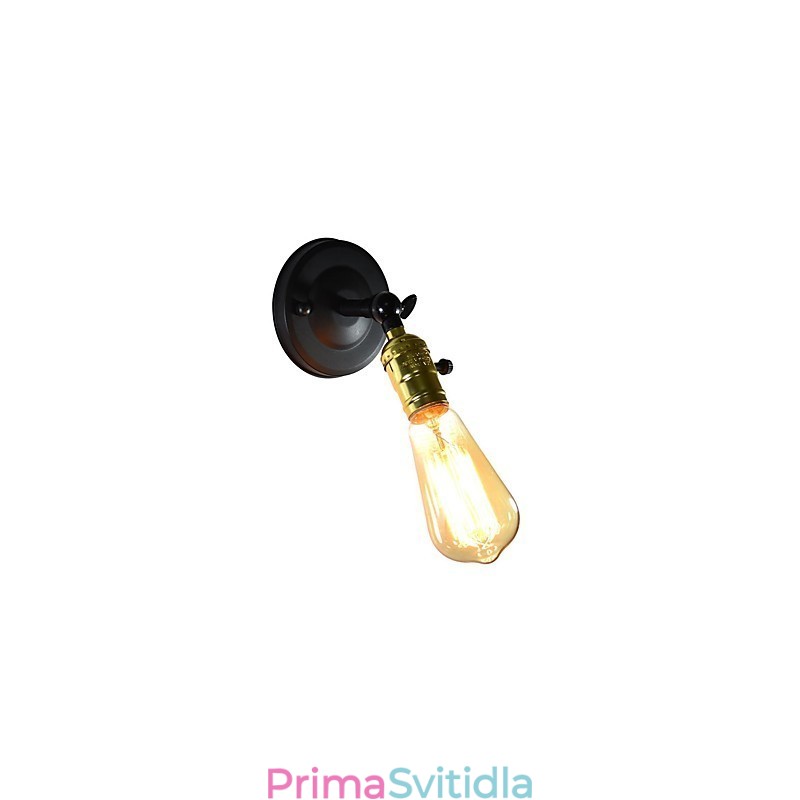 Železná nástěnná lampa Černá Jednoduchá retro nástěnná lampa Jednohlavá dekorativní nástěnná lampa evropského stylu