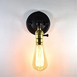 Železná nástěnná lampa Černá Jednoduchá retro nástěnná lampa Jednohlavá dekorativní nástěnná lampa evropského stylu