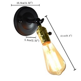 Železná nástěnná lampa Černá Jednoduchá retro nástěnná lampa Jednohlavá dekorativní nástěnná lampa evropského stylu