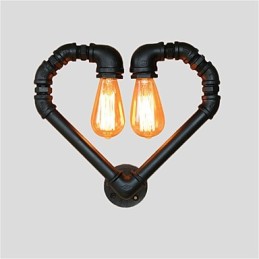 Vintage Water Pipe Loving Heart Kreativní nástěnná světla Průmyslový obývací pokoj Restaurace Bary Kavárna dekorace nástěnné svítidla