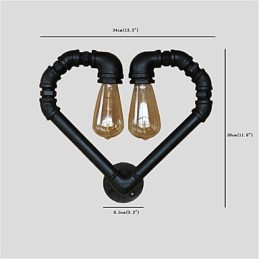 Vintage Water Pipe Loving Heart Kreativní nástěnná světla Průmyslový obývací pokoj Restaurace Bary Kavárna dekorace nástěnné svítidla