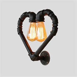 Vintage Water Pipe Loving Heart Kreativní nástěnná světla Průmyslový obývací pokoj Restaurace Bary Kavárna dekorace nástěnné svítidla