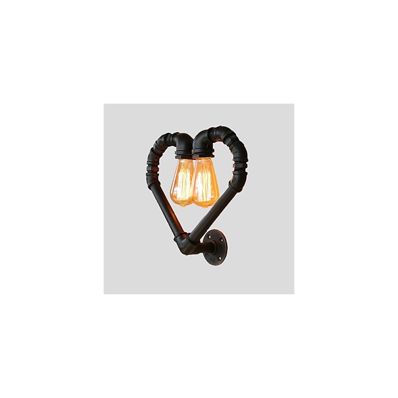 Vintage Water Pipe Loving Heart Kreativní nástěnná světla Průmyslový obývací pokoj Restaurace Bary Kavárna dekorace nástěnné svítidla