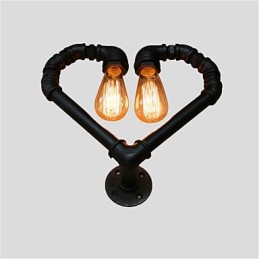 Vintage Water Pipe Loving Heart Kreativní nástěnná světla Průmyslový obývací pokoj Restaurace Bary Kavárna dekorace nástěnné svítidla