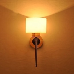 Jednoduchá nástěnná lampa Noční stolní lampa se skleněným stínidlem a masivním dřevem pro komodu do ložnice Obývací pokoj Dětský pokoj