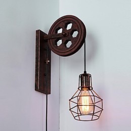 Industriální retro železná nástěnná lampa Creative Personality Lift Kladka Wall Lamp