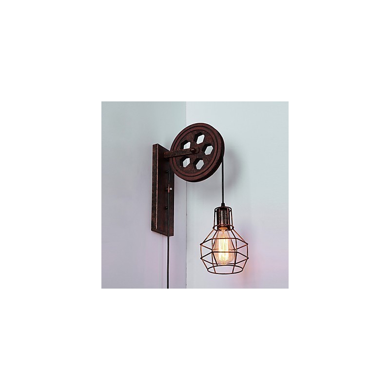 Industriální retro železná nástěnná lampa Creative Personality Lift Kladka Wall Lamp