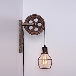 Industriální retro železná nástěnná lampa Creative Personality Lift Kladka Wall Lamp