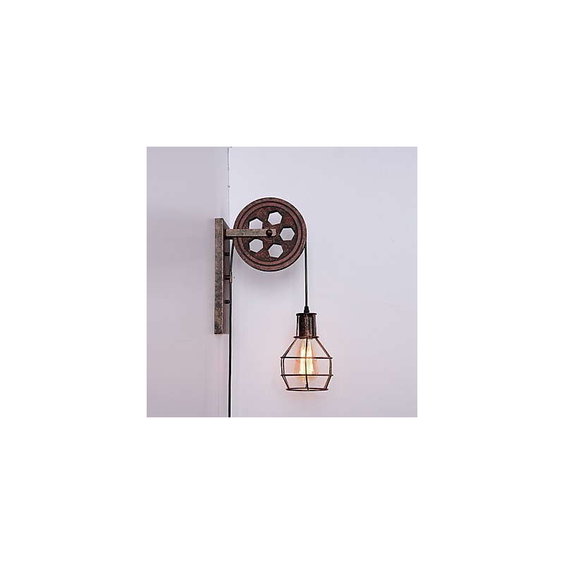 Industriální retro železná nástěnná lampa Creative Personality Lift Kladka Wall Lamp