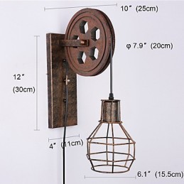 Industriální retro železná nástěnná lampa Creative Personality Lift Kladka Wall Lamp