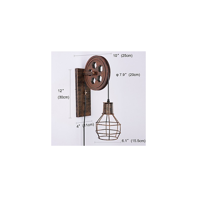 Industriální retro železná nástěnná lampa Creative Personality Lift Kladka Wall Lamp