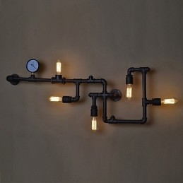 Loft Industrial Nástěnná svítidla Starožitná nástěnná svítidla Edison s žárovkami Nástěnná lampa Vintage Pipe pro osvětlení obývacího pokoje