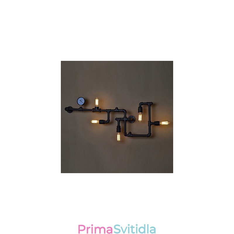 Loft Industrial Nástěnná svítidla Starožitná nástěnná svítidla Edison s žárovkami Nástěnná lampa Vintage Pipe pro osvětlení obývacího pokoje