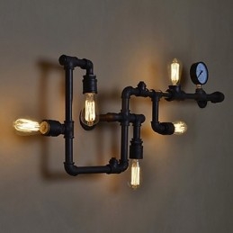 Loft Industrial Nástěnná svítidla Starožitná nástěnná svítidla Edison s žárovkami Nástěnná lampa Vintage Pipe pro osvětlení obývacího pokoje