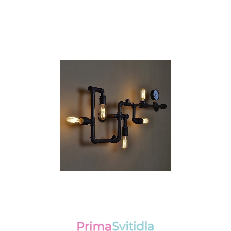 Loft Industrial Nástěnná svítidla Starožitná nástěnná svítidla Edison s žárovkami Nástěnná lampa Vintage Pipe pro osvětlení obývacího pokoje