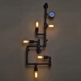 Loft Industrial Nástěnná svítidla Starožitná nástěnná svítidla Edison s žárovkami Nástěnná lampa Vintage Pipe pro osvětlení obývacího pokoje
