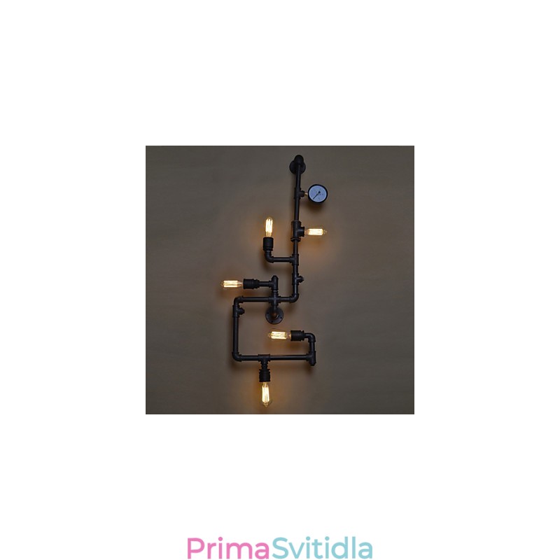 Loft Industrial Nástěnná svítidla Starožitná nástěnná svítidla Edison s žárovkami Nástěnná lampa Vintage Pipe pro osvětlení obývacího pokoje