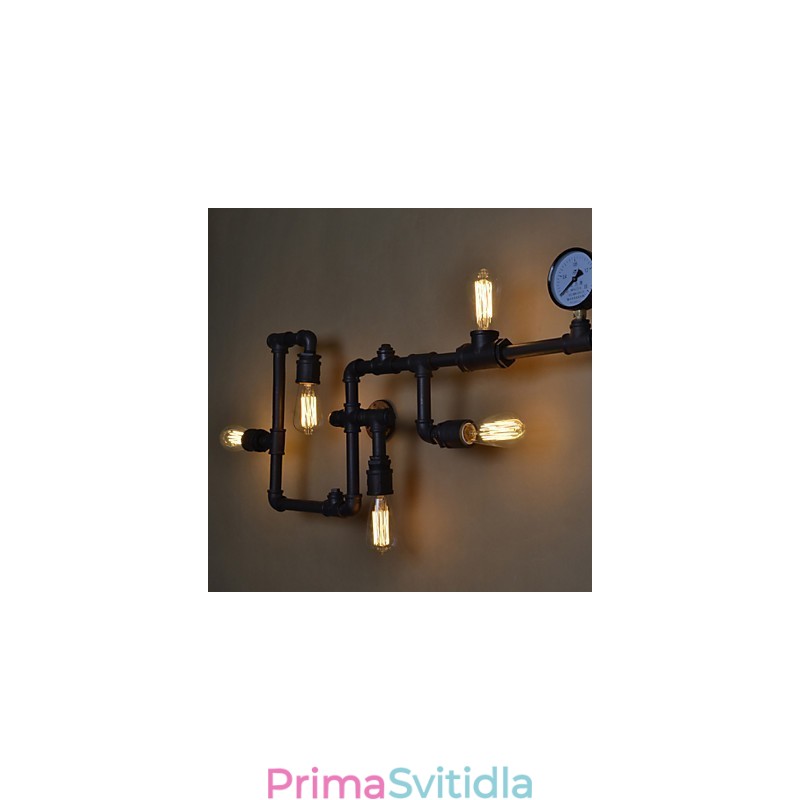 Loft Industrial Nástěnná svítidla Starožitná nástěnná svítidla Edison s žárovkami Nástěnná lampa Vintage Pipe pro osvětlení obývacího pokoje