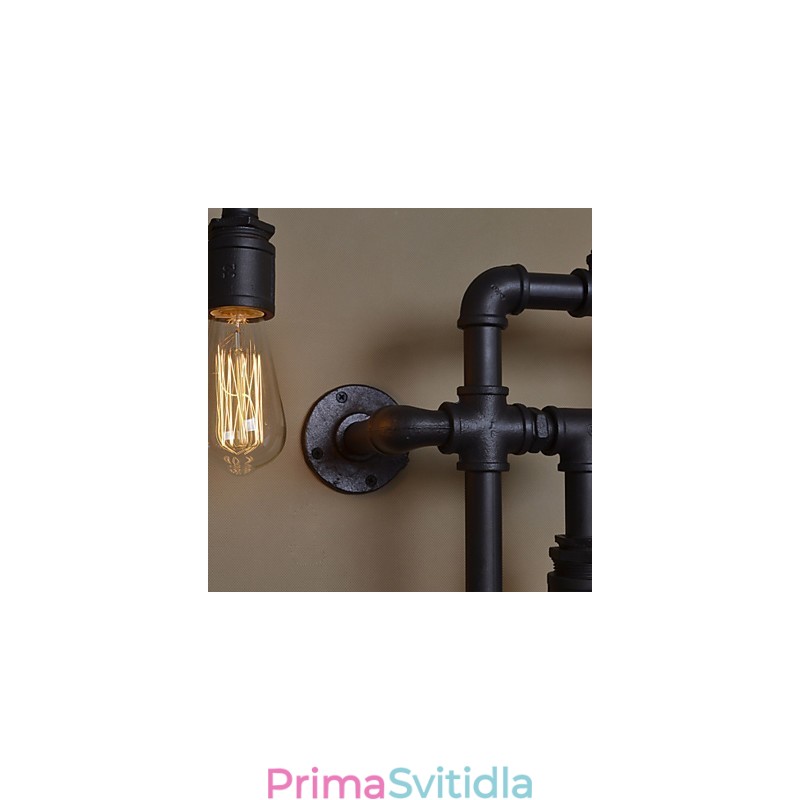 Loft Industrial Nástěnná svítidla Starožitná nástěnná svítidla Edison s žárovkami Nástěnná lampa Vintage Pipe pro osvětlení obývacího pokoje