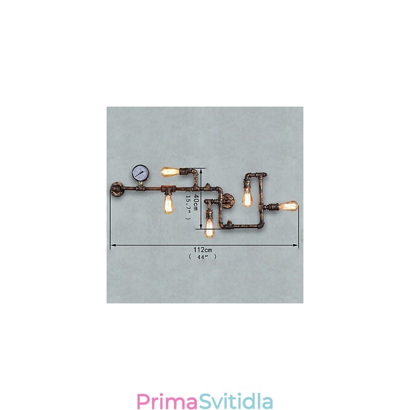 Loft Industrial Nástěnná svítidla Starožitná nástěnná svítidla Edison s žárovkami Nástěnná lampa Vintage Pipe pro osvětlení obývacího pokoje