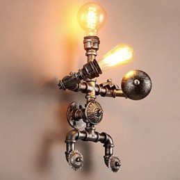 Loft Water Pipe Nástěnná světla Retro industriální styl Kreativní design robota Kovová restaurace Kavárna Bary Barový stůl Nástěnné svítidla