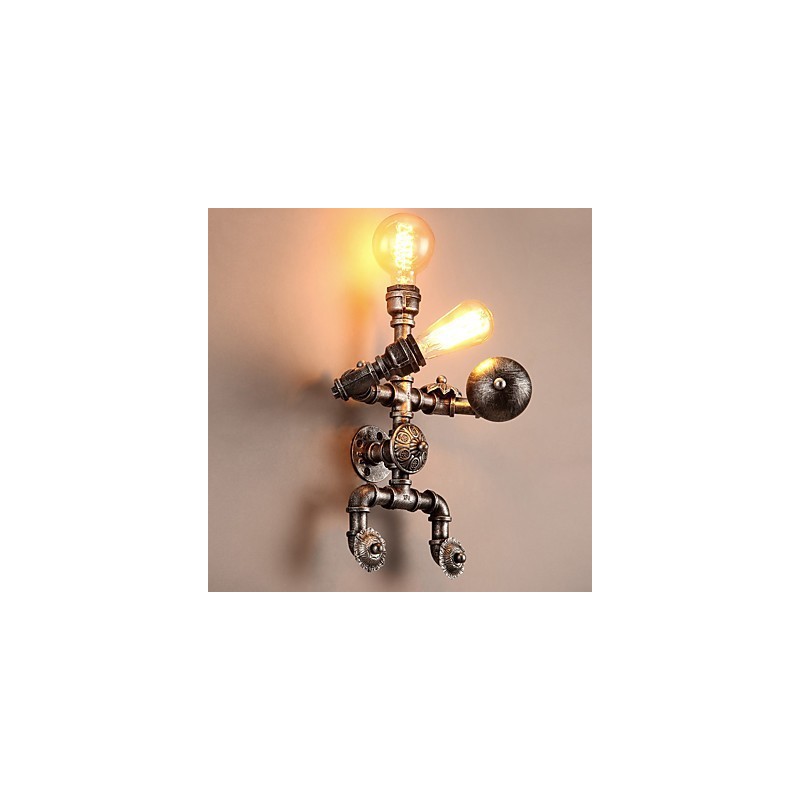 Loft Water Pipe Nástěnná světla Retro industriální styl Kreativní design robota Kovová restaurace Kavárna Bary Barový stůl Nástěnné svítidla