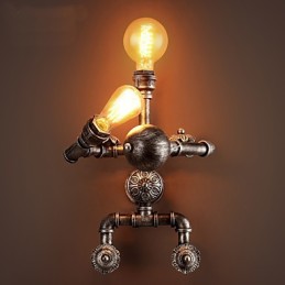Loft Water Pipe Nástěnná světla Retro industriální styl Kreativní design robota Kovová restaurace Kavárna Bary Barový stůl Nástěnné svítidla