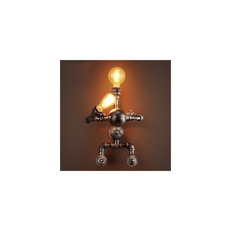 Loft Water Pipe Nástěnná světla Retro industriální styl Kreativní design robota Kovová restaurace Kavárna Bary Barový stůl Nástěnné svítidla