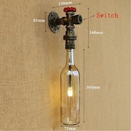 Jantarová vodní nástěnná lampa s vypínačem