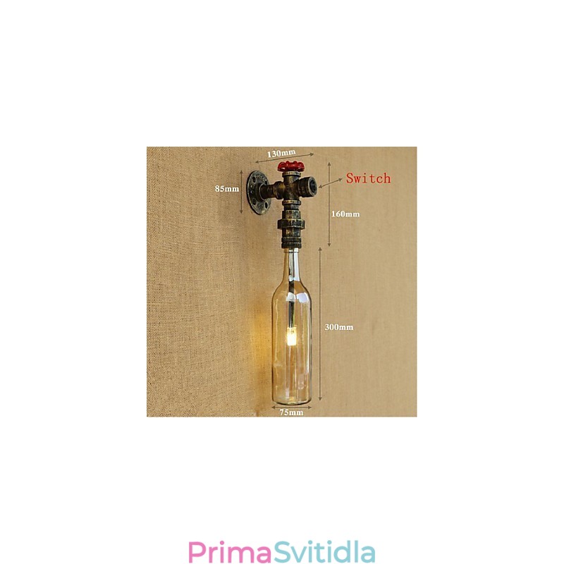 Jantarová vodní nástěnná lampa s vypínačem
