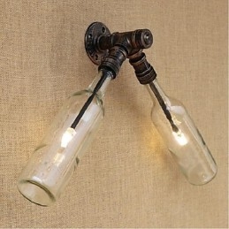 Retro American Village Kreativní průmysl Vítr Designer Láhev na vodu Nástěnná lampa Světle modrá Transparentní