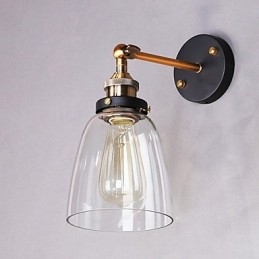 Industriální Edison Jednoduchost Skleněné nástěnné nástěnné svítidlo Kovový základní kryt Jídelna Studovna Kancelář předsíň Světlo na zeď