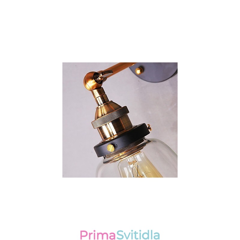 Industriální Edison Jednoduchost Skleněné nástěnné nástěnné svítidlo Kovový základní kryt Jídelna Studovna Kancelář předsíň Světlo na zeď