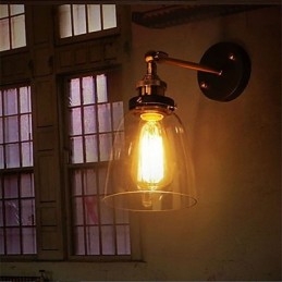 Industriální Edison Jednoduchost Skleněné nástěnné nástěnné svítidlo Kovový základní kryt Jídelna Studovna Kancelář předsíň Světlo na zeď