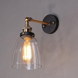 Industriální Edison Jednoduchost Skleněné nástěnné nástěnné svítidlo Kovový základní kryt Jídelna Studovna Kancelář předsíň Světlo na zeď
