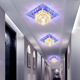 Mini křišťálové stropní svítidlo Bodové svítidlo 3W kreativní lampa Tubusové světlo Barevné barevné čtvercové kupolové světlo