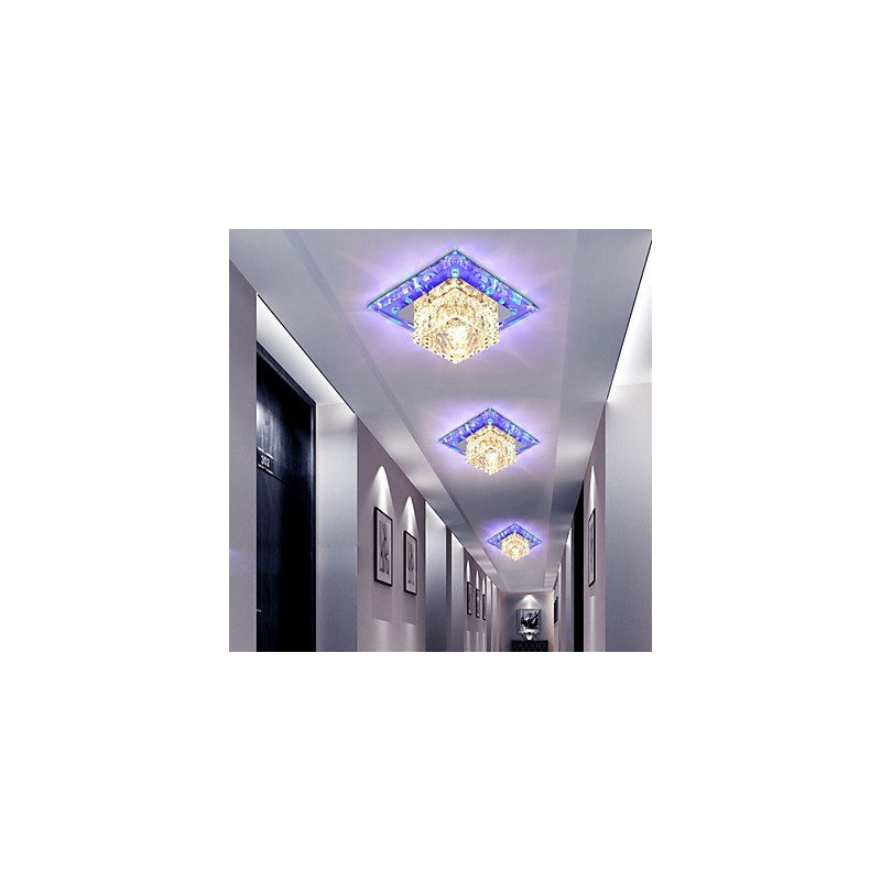 Mini křišťálové stropní svítidlo Bodové svítidlo 3W kreativní lampa Tubusové světlo Barevné barevné čtvercové kupolové světlo